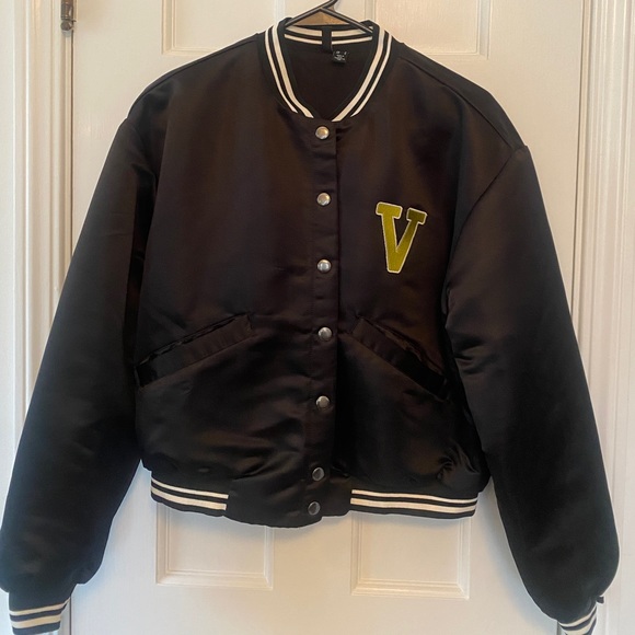 Bomber Black Varsity Puffer Jacket - Picture 2 of 4